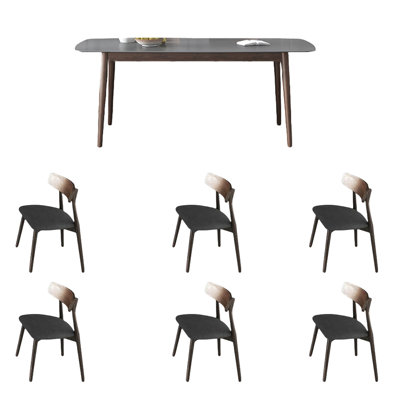 Contemporary Oak Dining Set with Stone