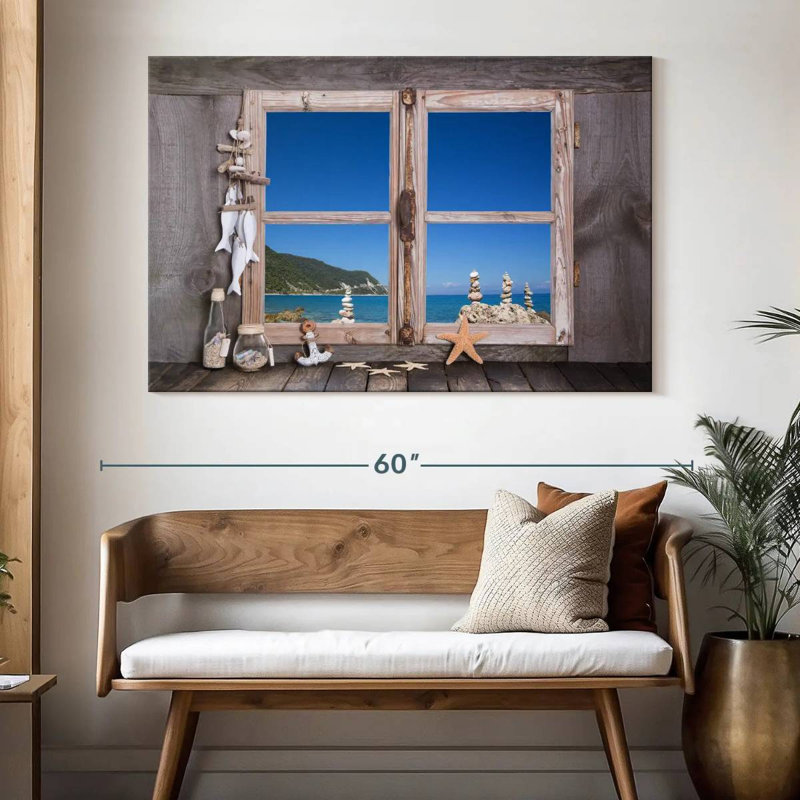 Lilie Rustic Beach Window, 34" H x 51" W
