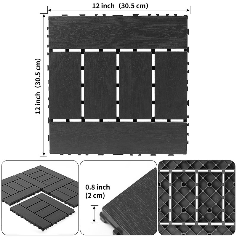 Carreaux de terrasse en plastique emboîtables, Gris