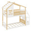 Lit superposé peu encombrant, lit maison avec garde-corps et rangement