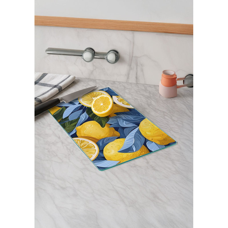 Premium Tempered Glass Cutting Board, 11.8 x 15.7 inches | 100% Antibacterial, Easy Clean Design with Non-Slip Silicone Feet | Ideal for Safe Food Preparation in Kitchen, Stylish & Functional