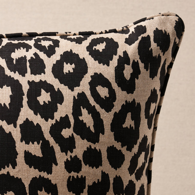 Iconic Leopard Pillow, 18" x 18", Ebony/Natural