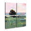 Ensemble de 4 panneaux muraux - Art mural sur toile 1 ciel rose au-dessus de Stratham Field par Kathleen Robbins pour décoration de salon, de chambre à coucher ou de bureau 