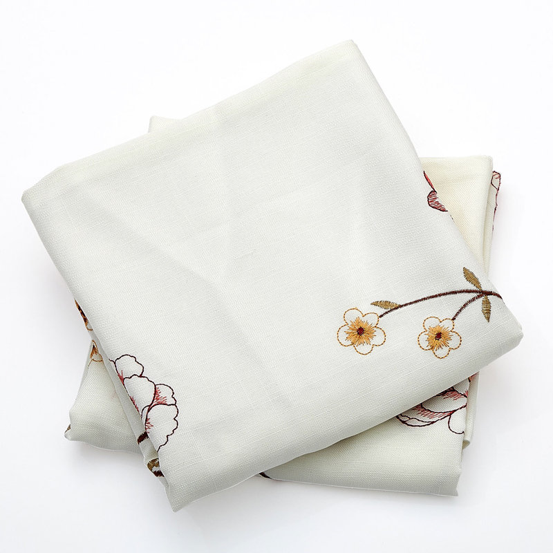 Burgundy Floral Embroidered Canvas Lumbar Pillow Set