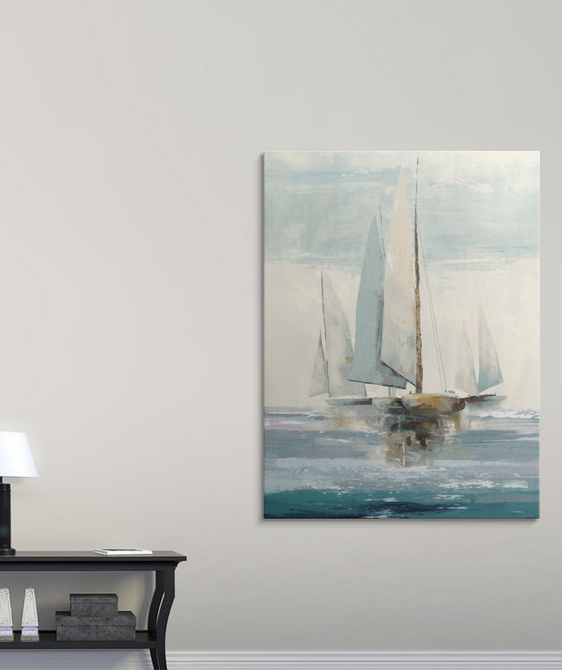 « quiet bateaus i », reproduction d’art, H 48 po x l 36 po x p 1,5 po, Toile