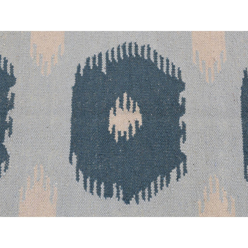 Tapis de couloir 100% laine 2 pi 6 po x 6 pi bleu à motif géométrique moderne noué à la main 48DAB308F587464EA13AB515B0835A47