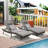 Outdoor Wicker Long Reclining Chair Set Of 2 With Cushions, Wicker Reclining Lounge Chair Lawn Sunbathing Chairs Recliner Up To 150° Beach Poolside Garden-786990924