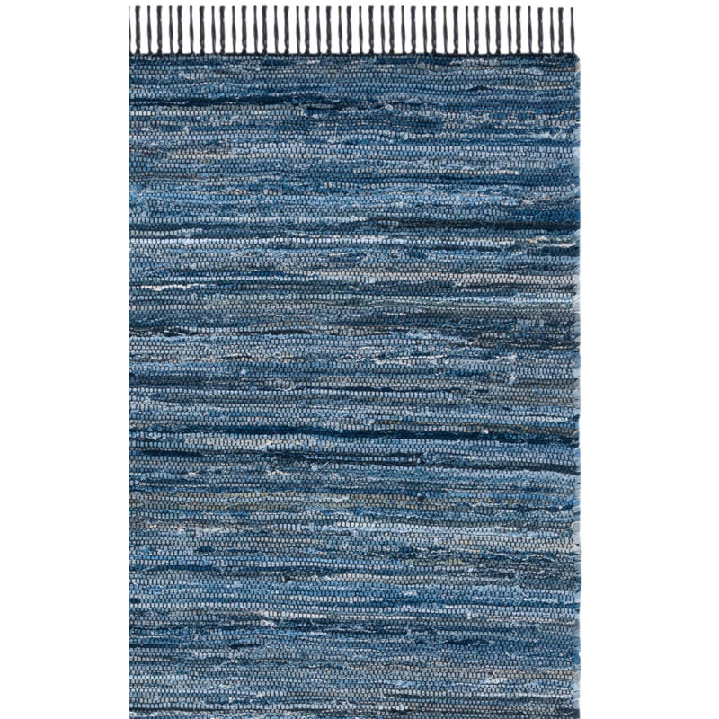 Tapis bleu / noir tissé à la main Abiram, Carré 6 pi