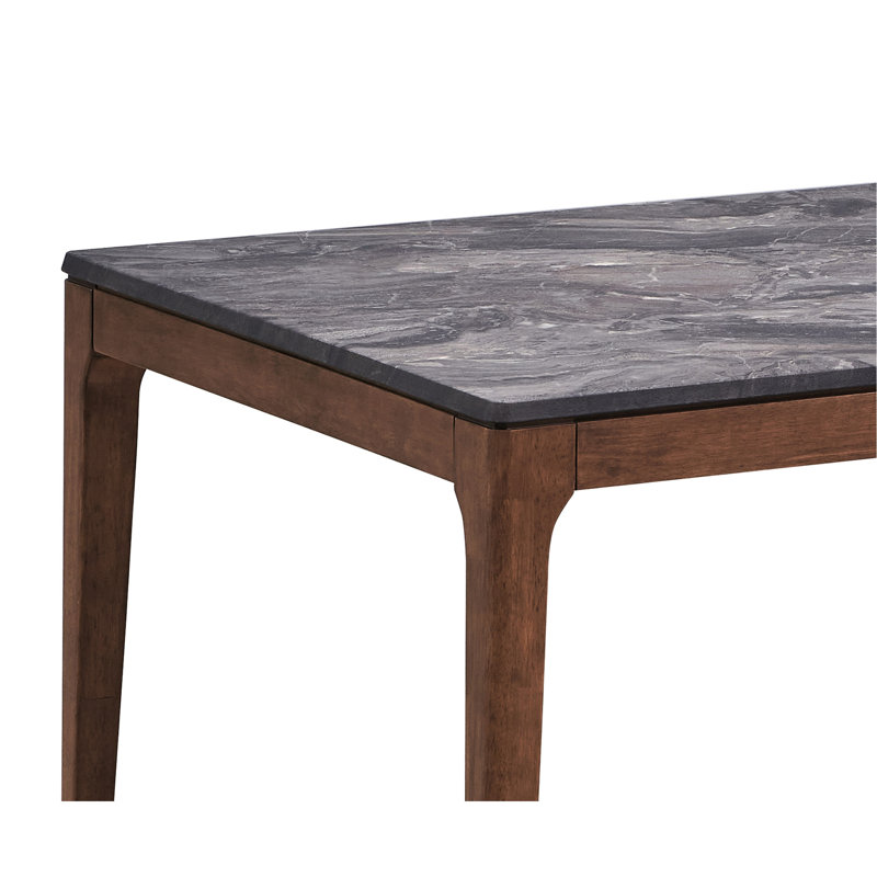 Table de salle à manger avec dessus en pierre et finition noyer