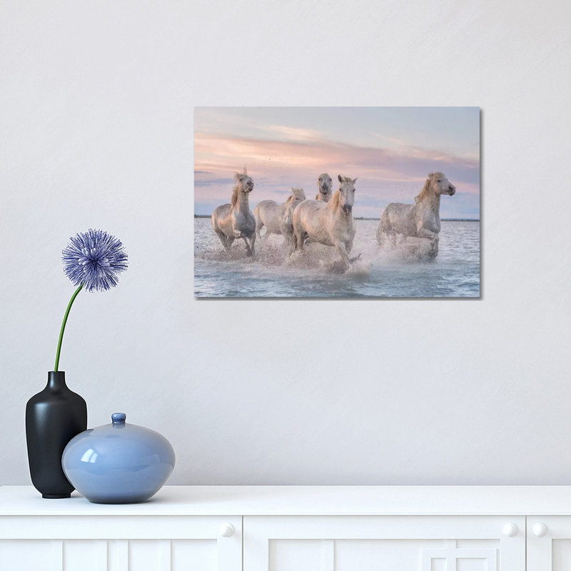 White Angels Of Camargue XXXI by Daniel Kordan - Print on Canvas, 101.6 cm H x 66.04 cm W x 3.175 cm D, Wrapped Canvas