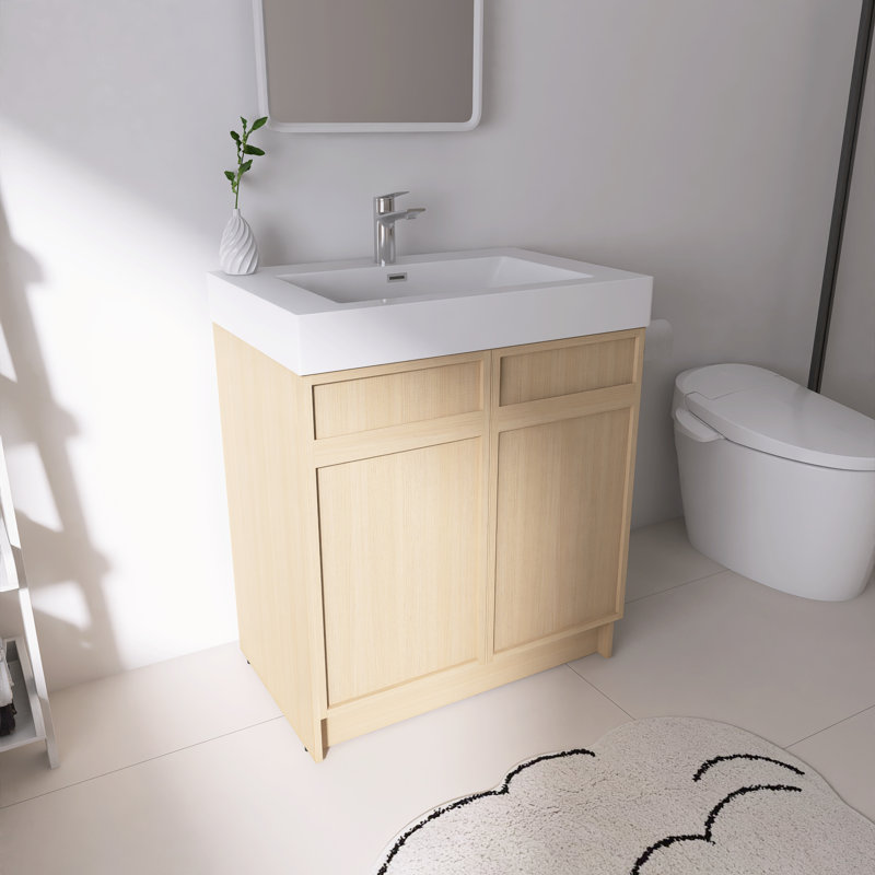 Ensemble de meuble-lavabo simple autoportant 30 po avec plateau en résine Marham, 30"