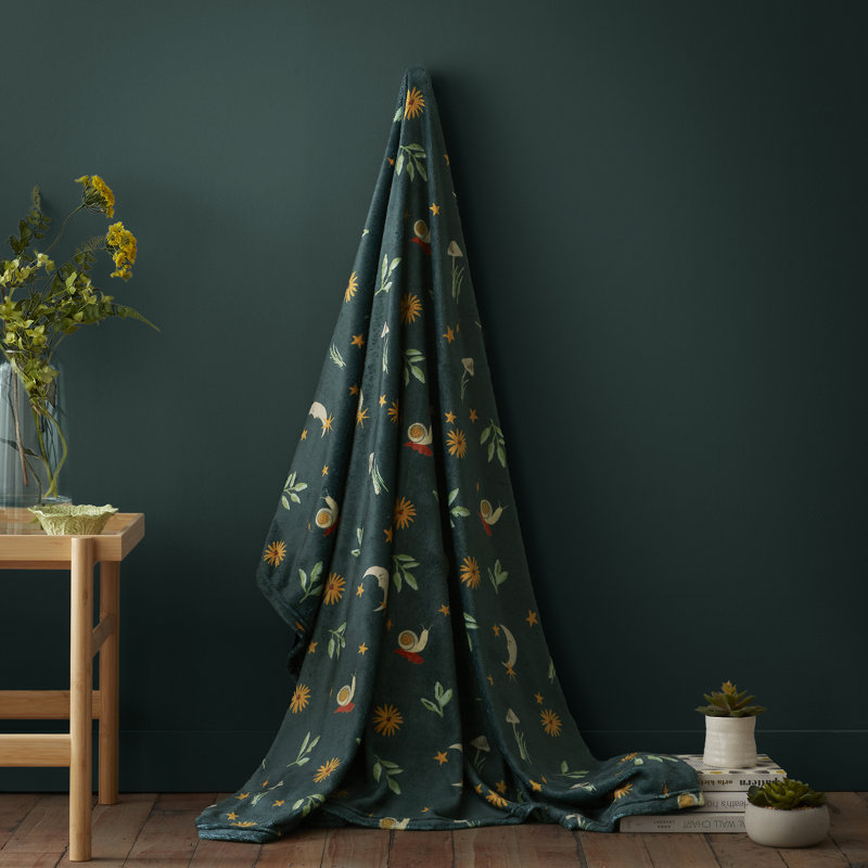 Botanical Mushrooms Floral Blanket