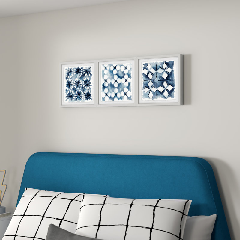 Indigo Study III Triptych - ensemble de 3 reproductions de cadres photo, H 24 po x l 24 po x P 1,5 po