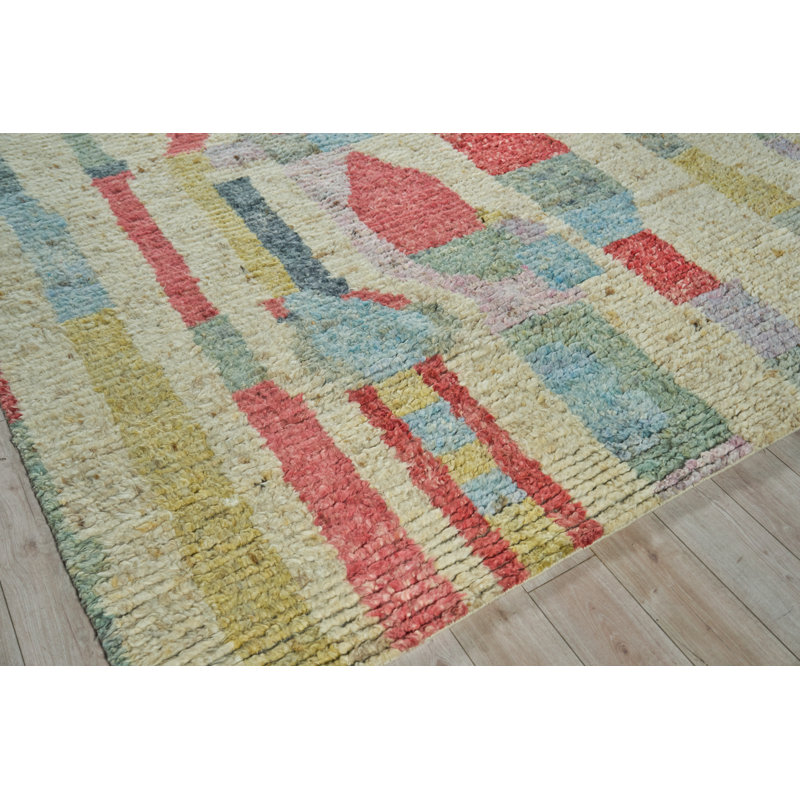 Marrakesh hand-knotted Wool Red/Yellow/Multi Area Rug, 9'X12'