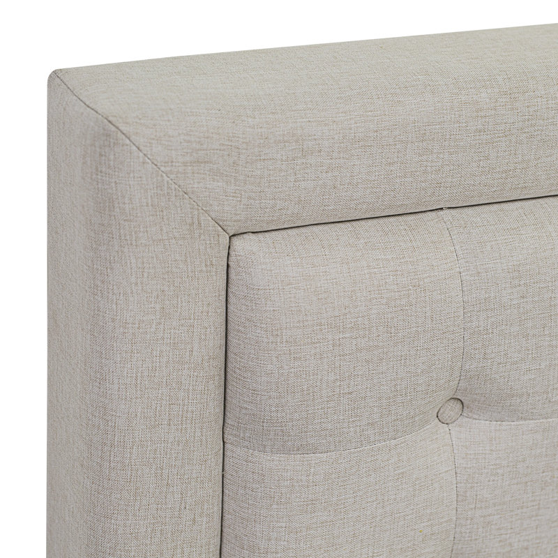 Ensemble de chambre avec très grand lit plateforme 3 pièces avec 1 base de lit très grand et 2 tables de chevet - Fabrication fiable et robuste - Tissu en lin beige brume