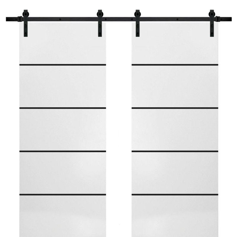 Porte de grange en bois massif massif, Satin blanc, 48 po x 96 po
