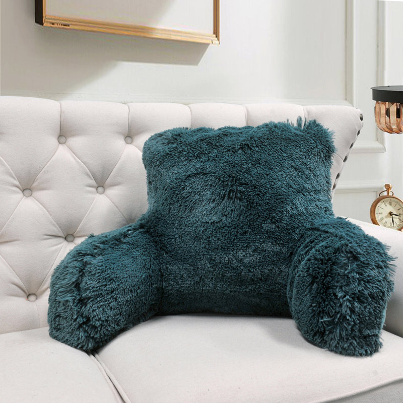 Shaggy Backrest Faux Fur Pillow Cover & Insert, Teal