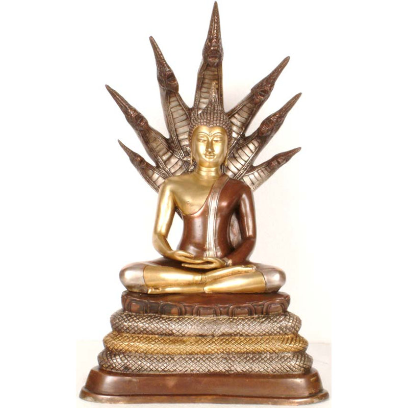 Bouddha de Gautam protégé par Muchalinda