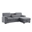 Canapé-lit modulaire en chenille en tissu gris clair de 95 po de large avec méridienne Kipling II, porte-gobelets, port de chargement USB