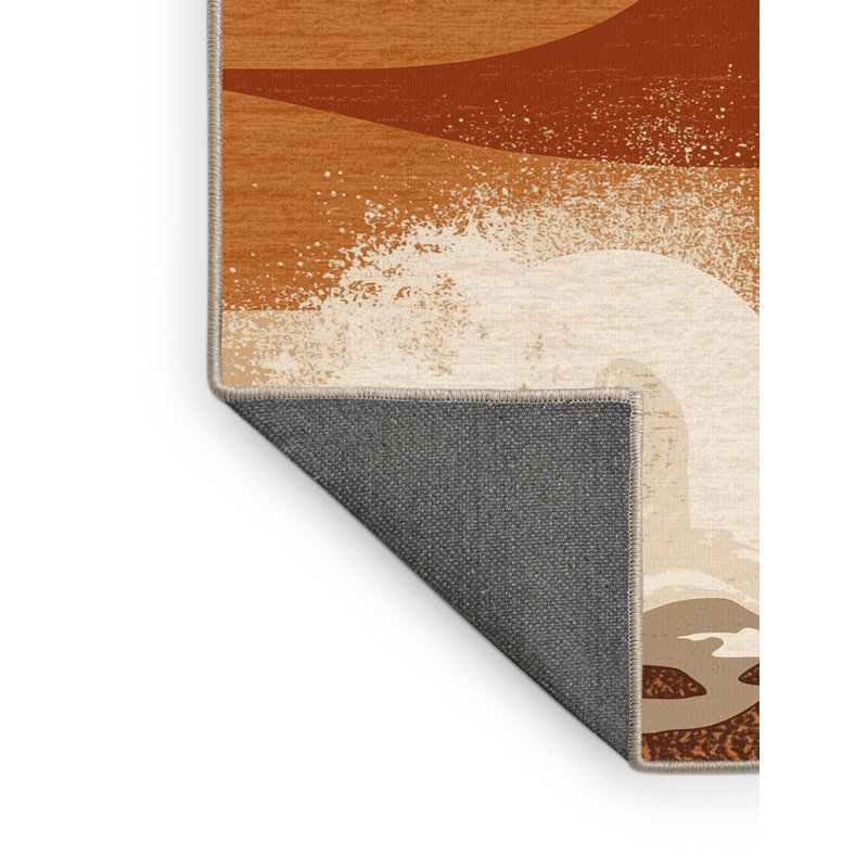 Soft Plush Rodolfo Iguazu Falls Argentina Contemporary Ombre Area Rug in Beige – Beige Binding, 7x10