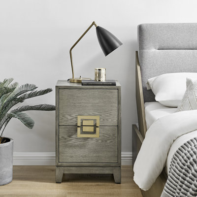 Malta 60cm W Manufactured Wood + Solid Wood Bedside Table