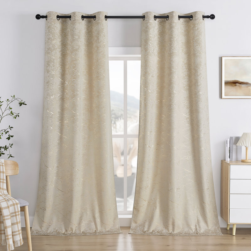 Ensemble de 2 rideaux en velours avec œillets Deavion, Beige, L 40 po x L 108 po