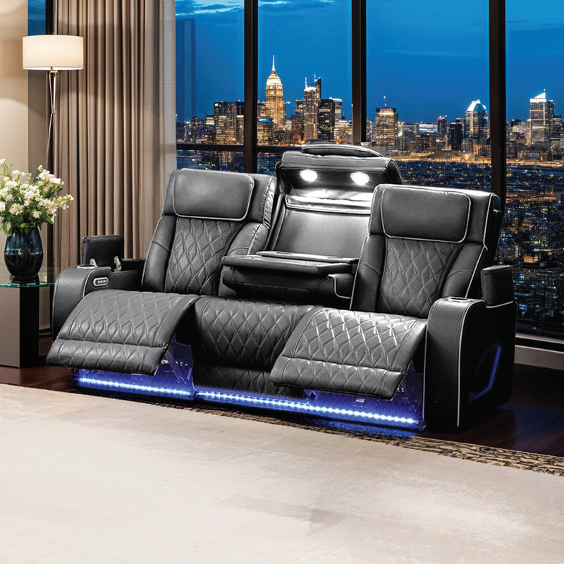 Masseur inclinable électrique 2 pièces Featherstone avec haut-parleur à DEL et Bluetooth en noir , Noir, 2