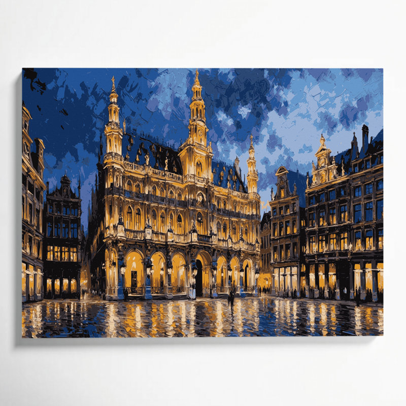 Art mural, villes bruxelloises, ville mauve, H 11 po x l 14 po