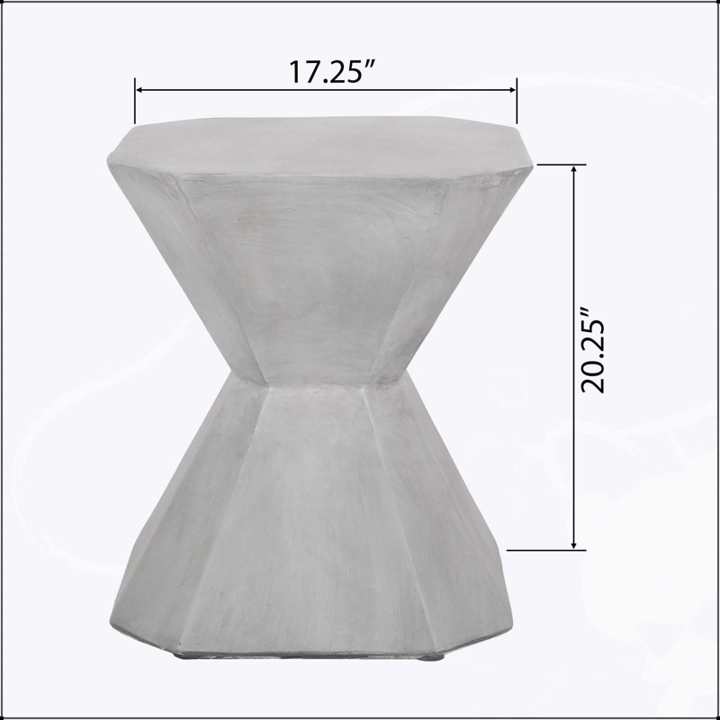 Table d'appoint moderne en béton léger avec un design élégant de sablier pour une utilisation intérieure et extérieure