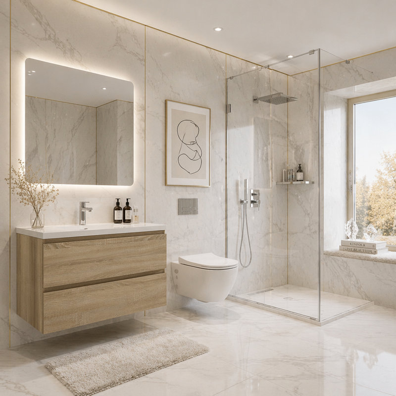 Base de meuble-lavabo simple mural, Light Oak, H 19,69 po x l 29,31 po x P 17,94 po
