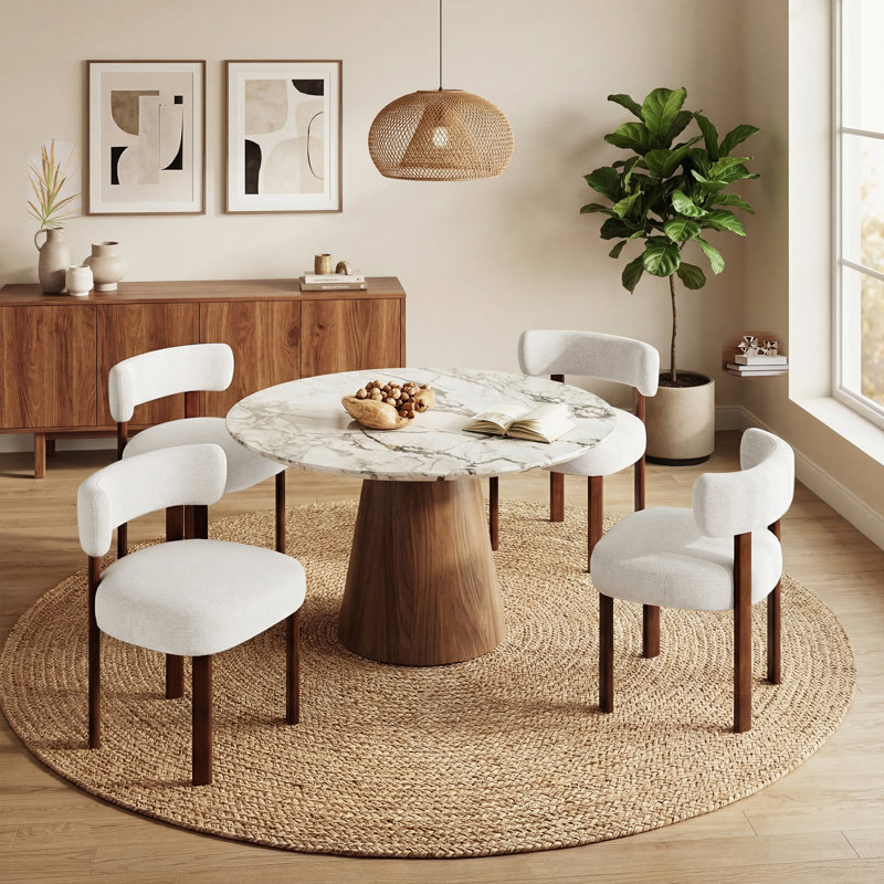 48.5cm H Upholstered Upholstered Back Side Chair, Beige Fabric