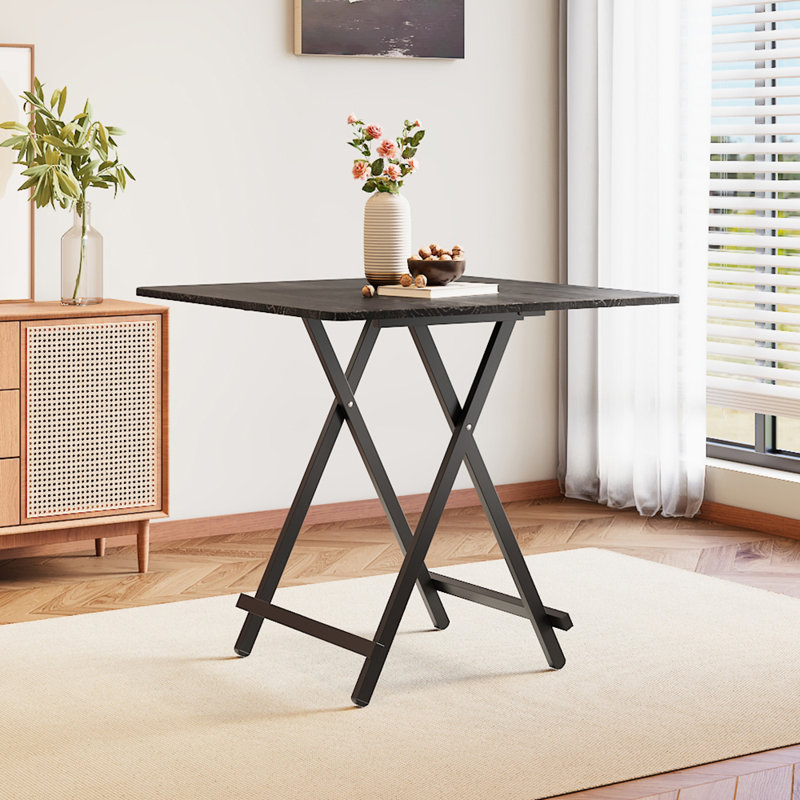 Kruter Foldable Square Dining Table, 74cm H x 80cm L x 80cm W, Black