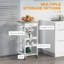 Mobile Kitchen Cart, Rolling Kitchen Island with Storage, Solid Wood Frame Utility Cart with Wire Fruit Baskets, Trays and Drawer