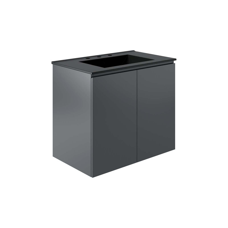 Ensemble de meuble-lavabo mural Bryn, gris, Noir