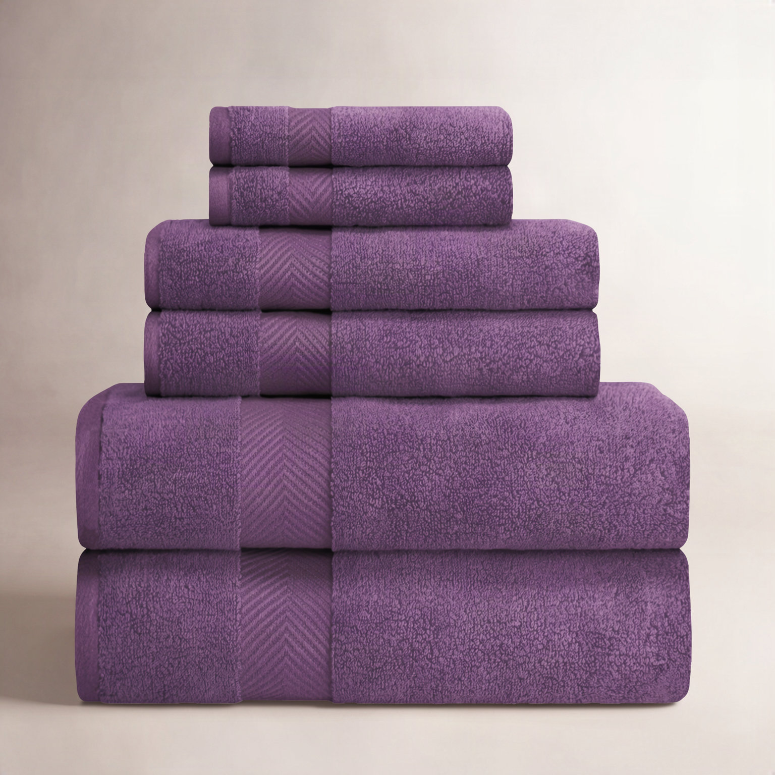 Hamachi 6-Piece Cotton Towel Set, Grape Seed, 6 Piece Towel Set