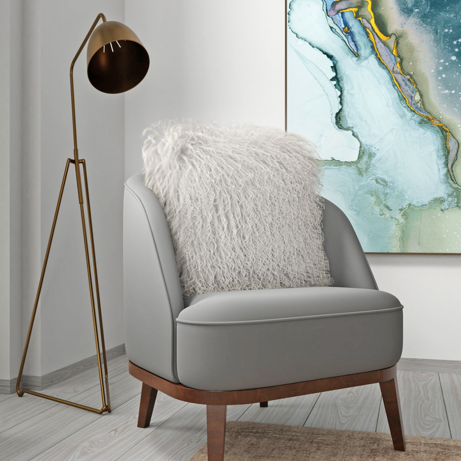 Kiefer Leather Throw Pillow, Birch