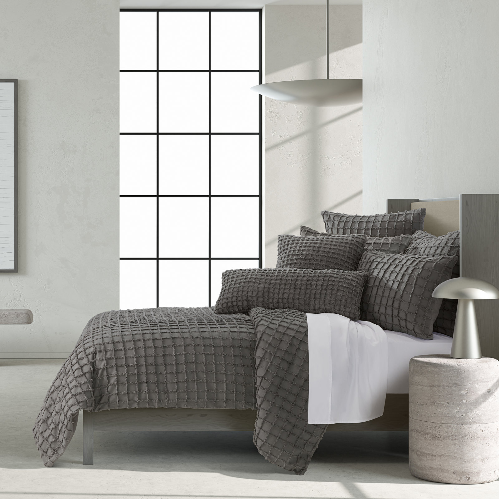 Carter Cotton Duvet Cover Set, Olive, Queen Duvet Cover + 2 Shams