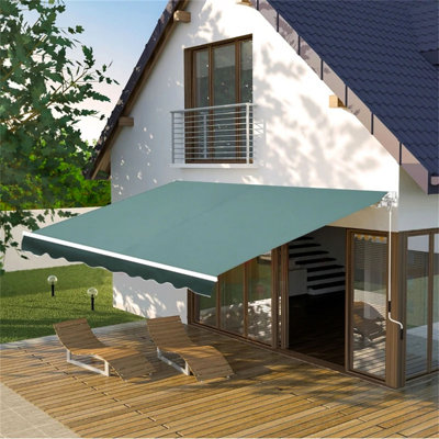 HOMCOM 250cm W x 200cm D Fabric Cover Retractable Patio Awning