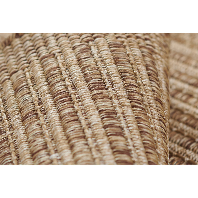 Tapis d'intérieur / extérieur à motif géométrique brun / beige Fecteau, Rectangle 3 pi 3 po x 5 pi