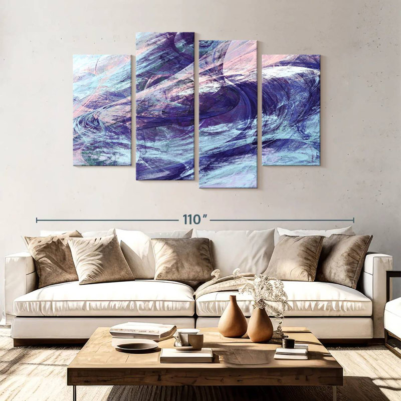 Bleus Avery - abstrait, H 54 po x l 84 po