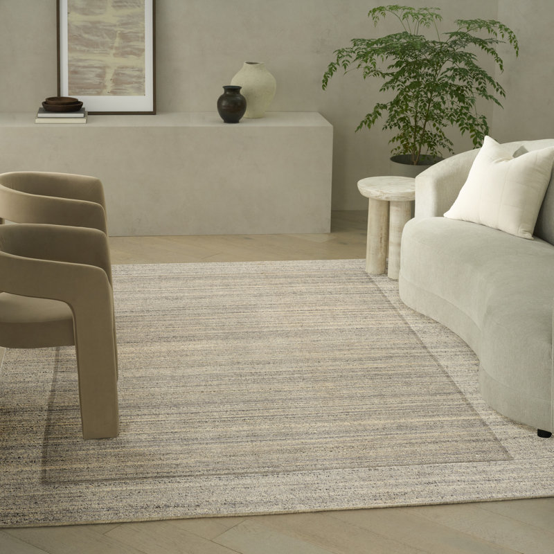 Calvin Klein CK082 Ridge 7'9" x 9'9" Grey Ivory Farmhouse Indoor Rug, Gray, Rectangle 7'9" x 9'9"