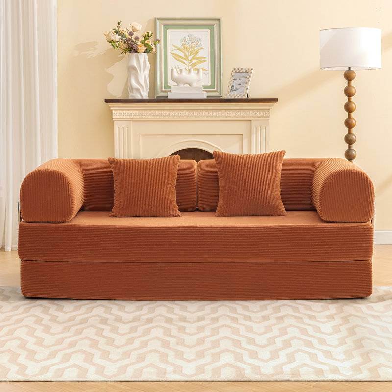 Foldable 3-Person Fabric Sofa Bed - High Rebound Sponge