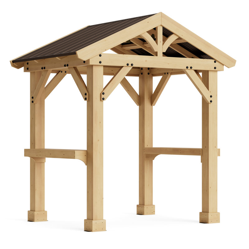 Meridian Cedar Grilling Pavilion with Brown Aluminum Roof