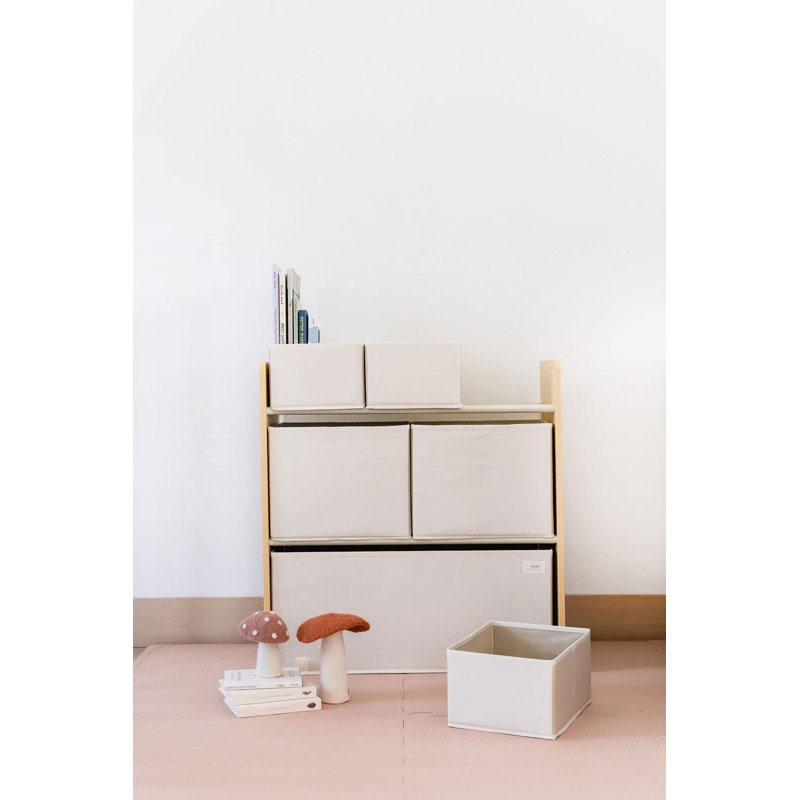 6 Piece Fabric Storage Bin Set, Cream