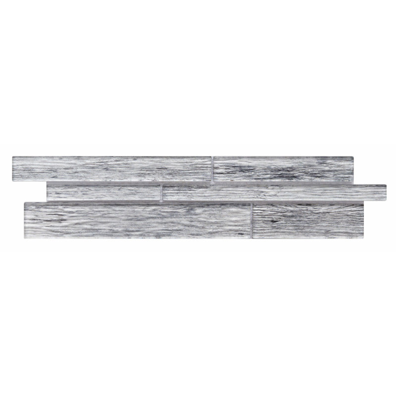 Woodland 1" x 3" Wood Look Glass Mosaic Wall Tile, Silver
