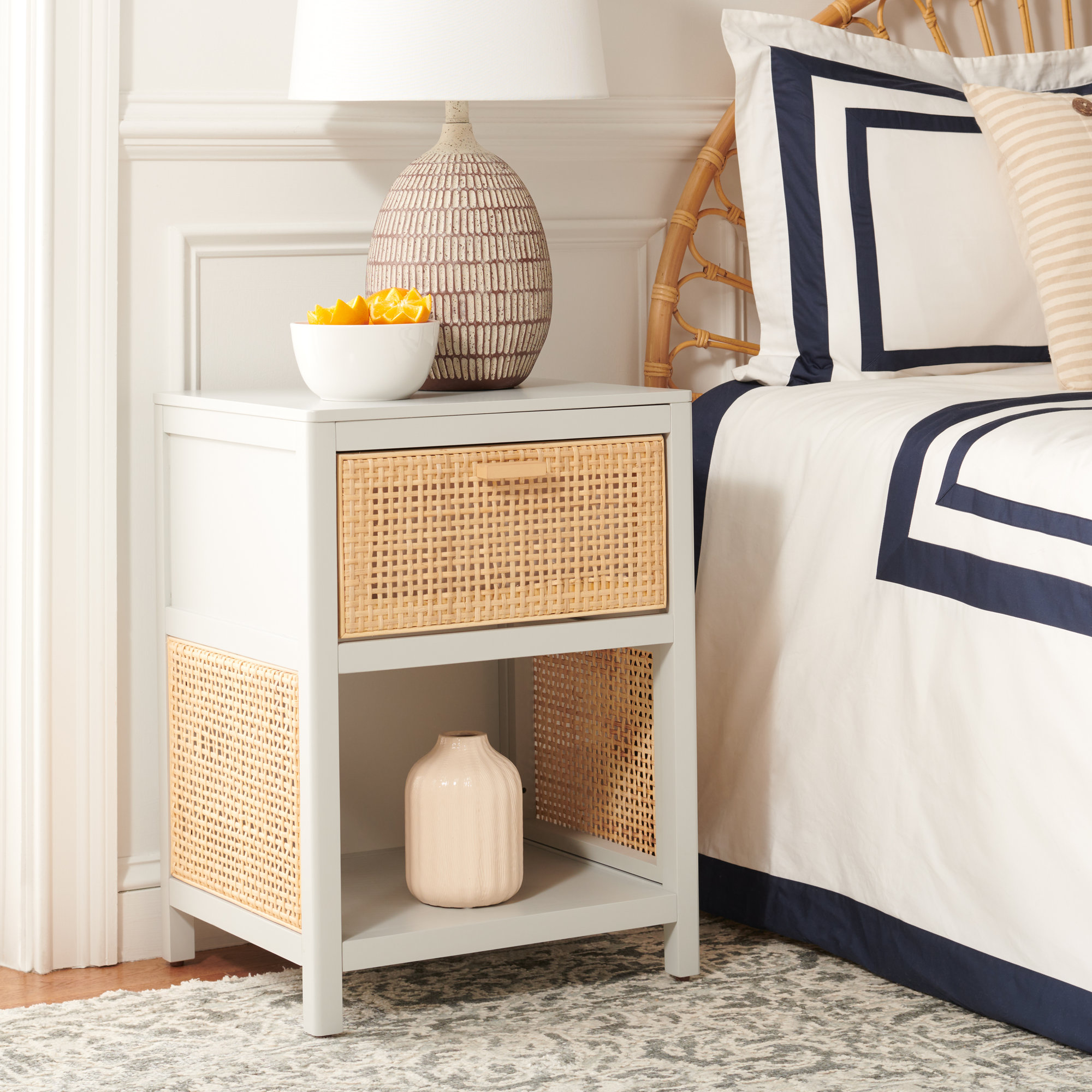 Epaulette Nightstand, Gray