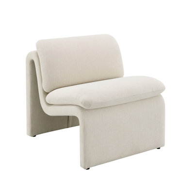 Curved Accent Chair From Collection, Beige Boucle Fabric, Full Foam Filled Cushions, Tight Seat And Back For Sleek Look, Great Contemporary Living, 25.54 In Width, 30.21 Depth, 27.84 Height, 38.67 Lb