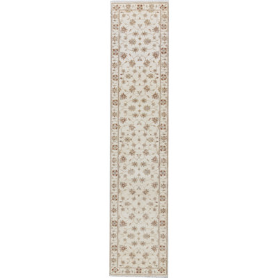 Hand-Knotted High-Quality Beige and Beige Runner