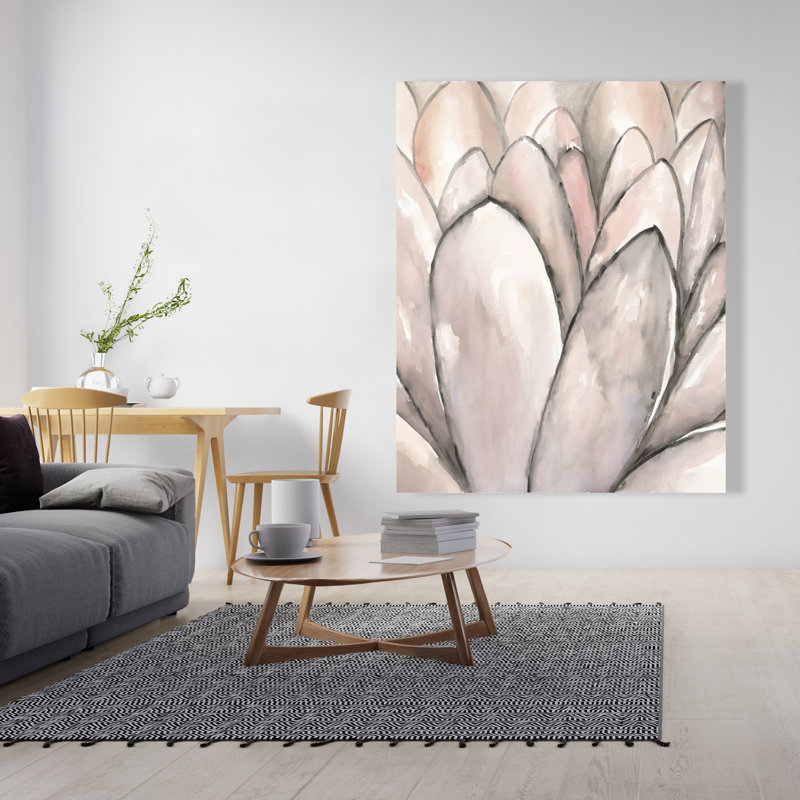 Art floral mural rosé, H 60 po x l 48 po