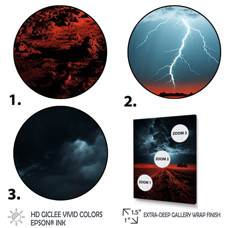 Landrey Orange Storms Thunderous Silence I, reproduction d'art sur toile, H 32 po x l 24 po x P 1 po, Encadrement doré